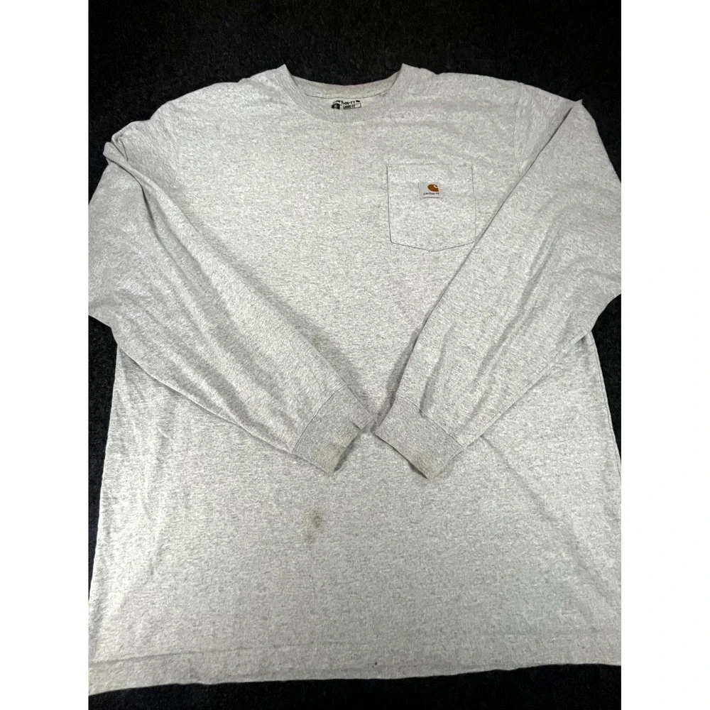 Carhartt Dearborn Loose Fit Long Sleeve Shirt Men XLT Heather Gray Knit Workwear